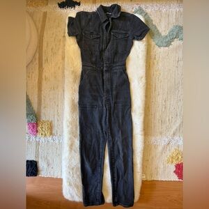Good American - Fit For Success Black Denim Jumpsuit Size 1